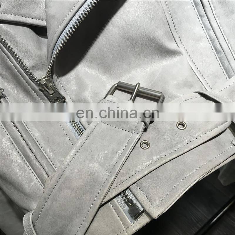 Wholesale Chinese Haining Genuine Leather Coat Woman Red Leather Jacket