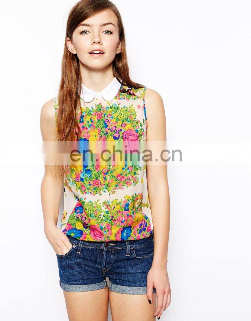 digital printed chiffon fabric blouses for ladies dress 100% polyester