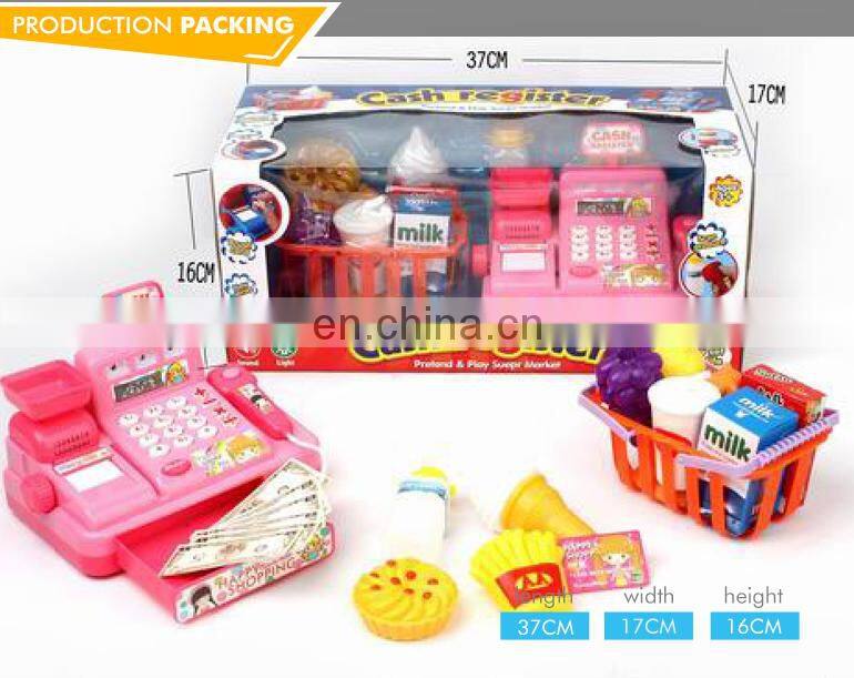 Pretend girl cash register play electric kids supermarket toy