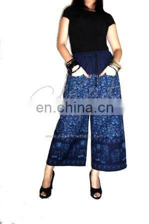 Wholesales Wide led,Palazzo pants with Elephant printed on Cotton fabric with plus size