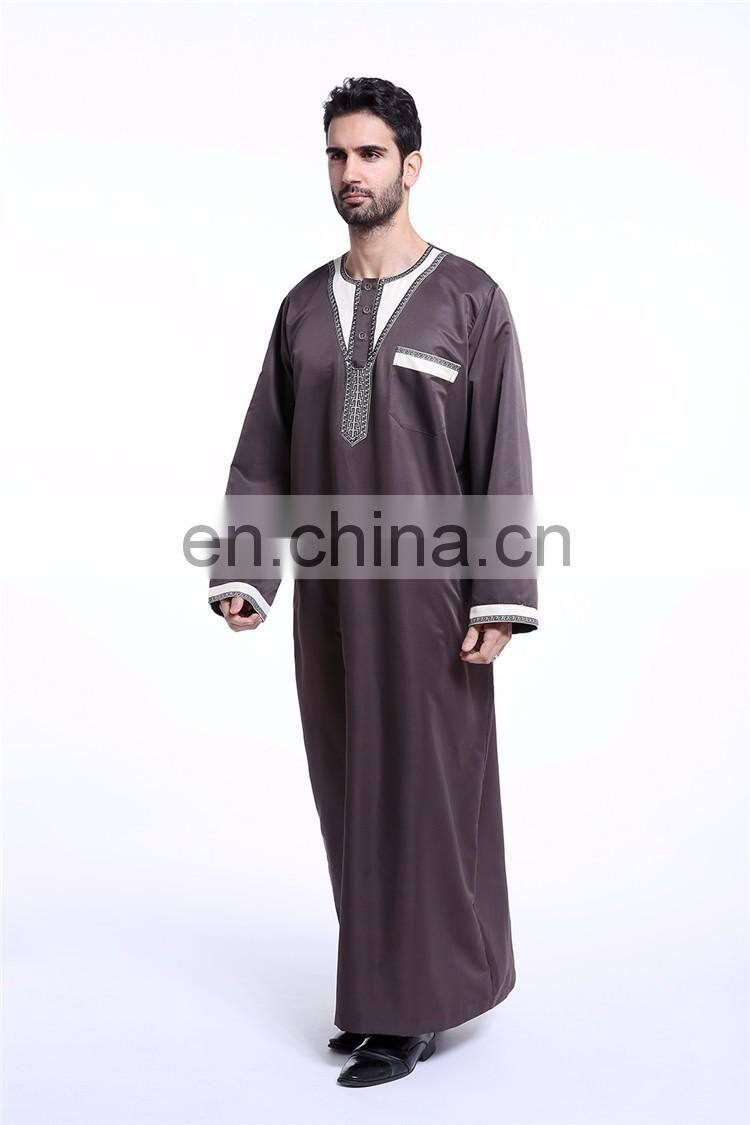 2017 EID Muslim wear men Abaya chothes for prey Men maxi thobe for islamic