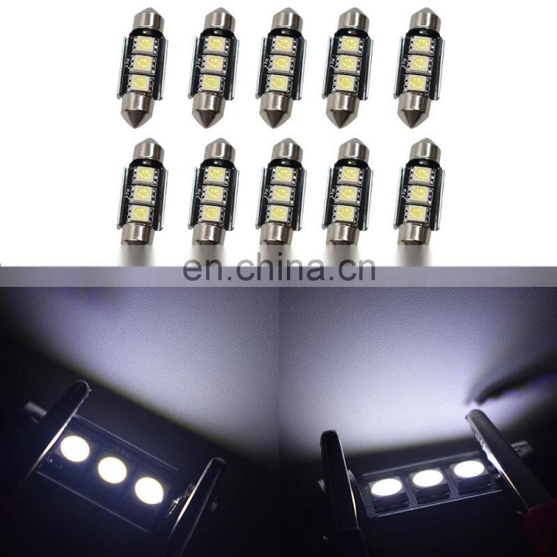 10x White 36mm 5050 LED CANBUS Error Free Dome License Interior Light Bulbs 6418