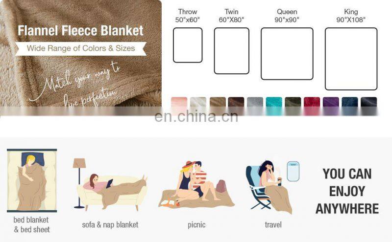 100%Polyester Solid Camel Color Plain Dyed Plush Fleece Throw Blanket in Bulk