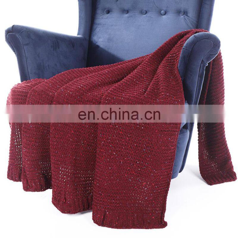 High Quality Decorative Red Chenille Blanket 50 x 60 Inch for Sofa