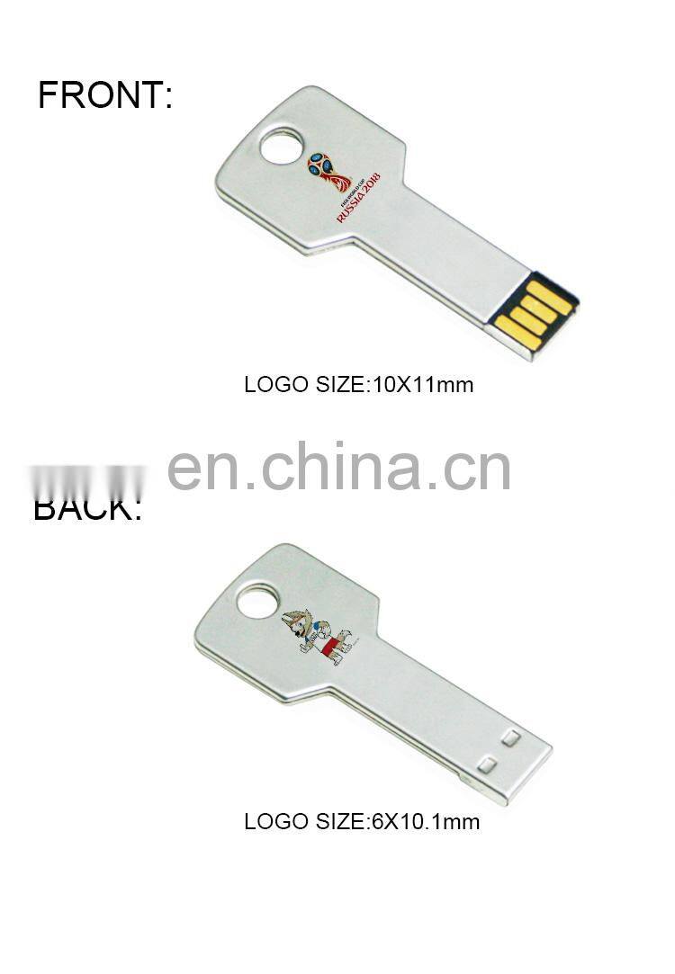 Metal custom logo white key shape stick flash usb, low price special 8gb minions