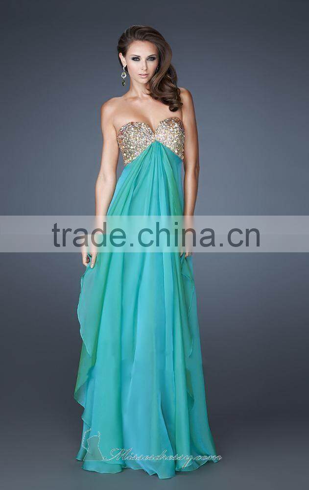 Elegant Sweetheart Neckline Full Length Evening Sequins Beaded Dresses