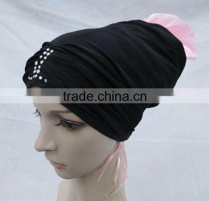 A455 FASHION TWO PIECES HIJAB;MUSLIM TURBAN WITH Czech Rhinstone