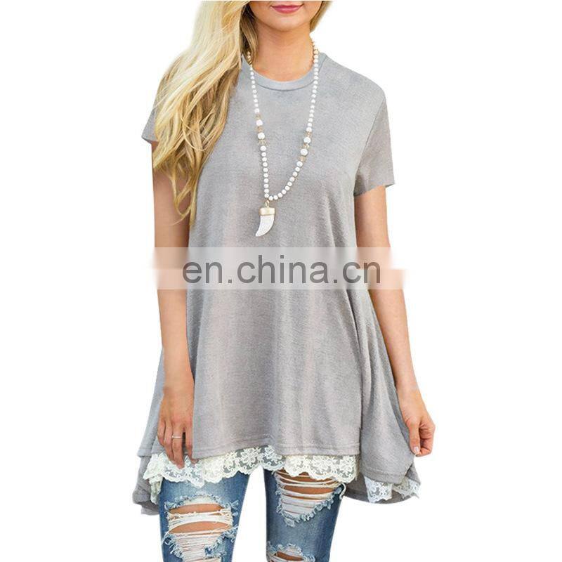 Factory Outlet 2021 Christmas Plus Size Women's Top Stitching New European and American Lace Long Sleeve Fat MM Casual Wear