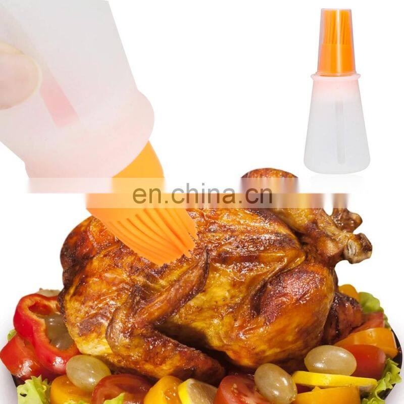Barbecue Oil Brush Oil Dispenser with Brush High Temperature Resistant Silicone Oil Bottle with Brush Kitchen Baking Gadgets