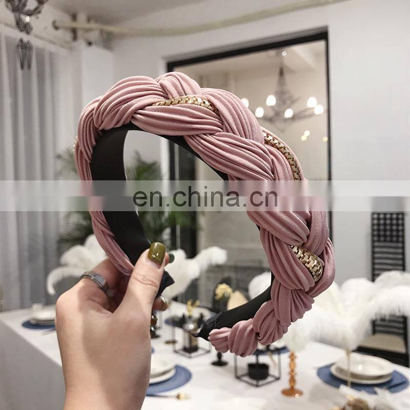 New Fashion DIY Multiple knots Hairbands For Women Ladies High-end Hair Band Wide Side Hair Accessories
