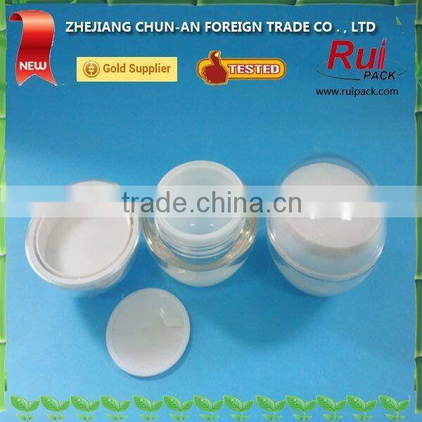 Good-looking cosmetic acrylic jar container with hand lid / luxury empty double layer jar container for personal care cream jar