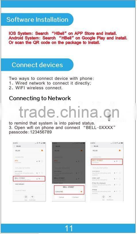 Winovatech smart bell hot sale smart home IP camera model H8 with android and ISO apps