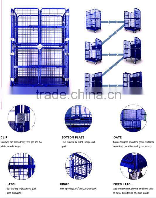 3 sided steel cargo storage roll cage containers manufacturer