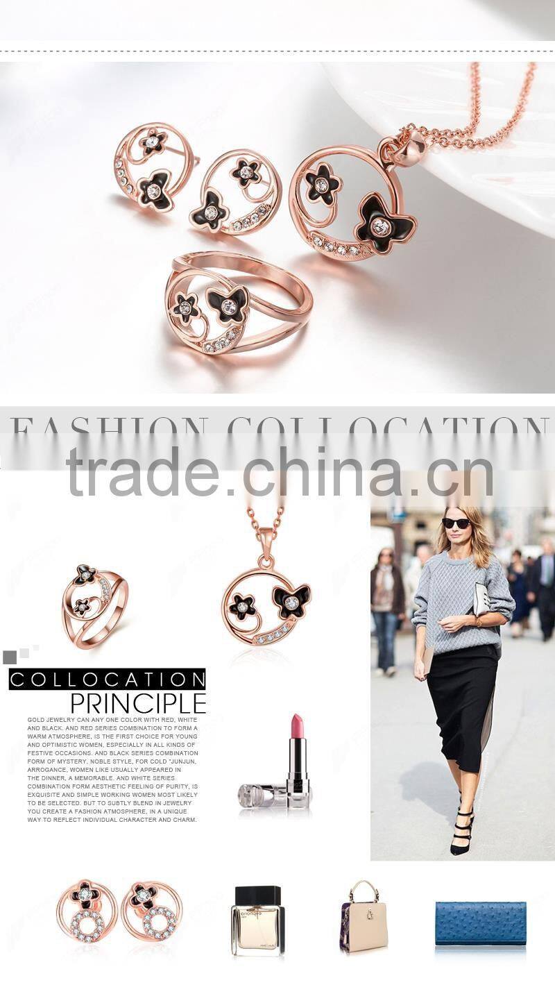 Rose gold colored jewelry set, 18K Gold plated jewelry set necklace