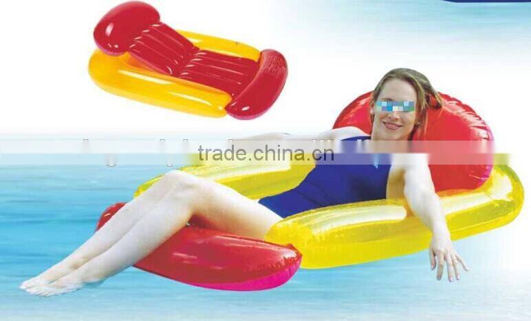 Inflatable floating lounger, pvc inflatable water deluxe recliner