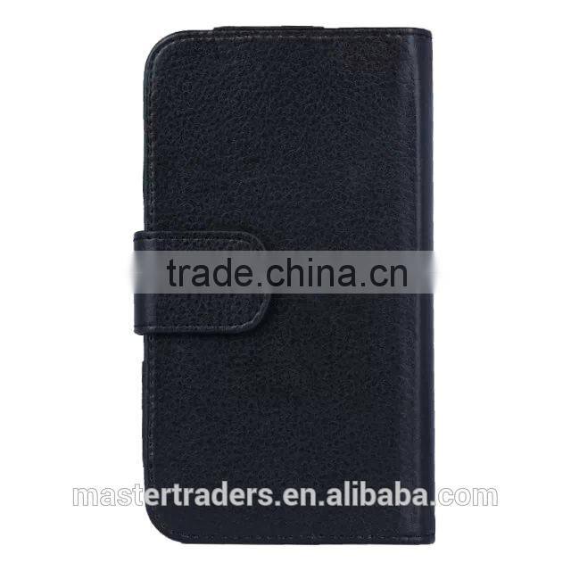 Cheap Multi Function Litchi Grain Stand Wallet PU Leather Case With Card Slot And PC Back Cover For 5 Inch Mobile Phone MT-3681