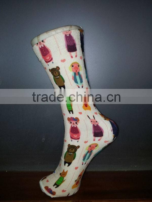 360 degree seamless printing multicolored high-elastic polyester socks