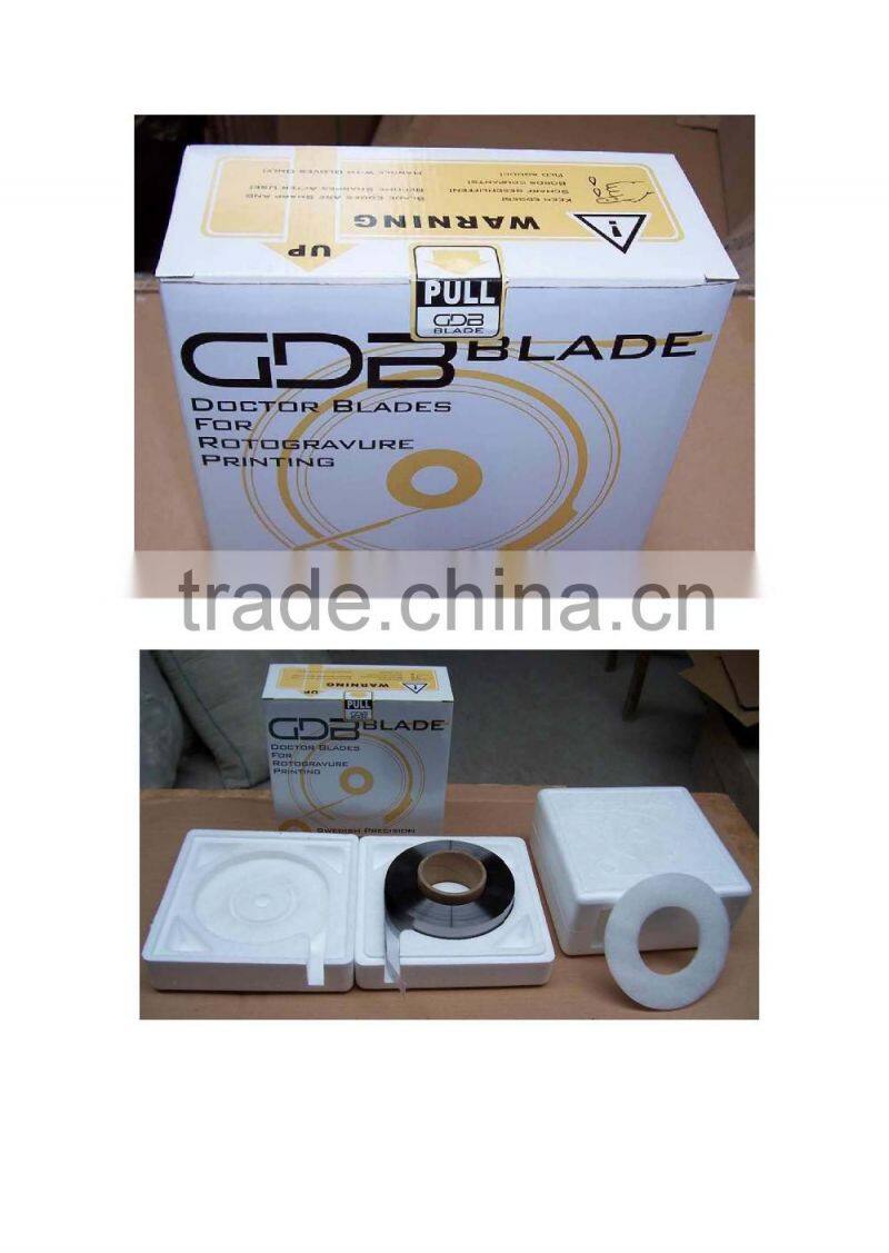 Doctor blade (blade, flexo gravure blade) for flexo or gravure printing using Uddeholm steel as material