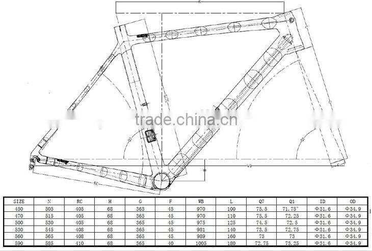 only 950g carbon road bike frame set 45/47/50/53/56/59cm headset 1-1/8"-1-1/2"