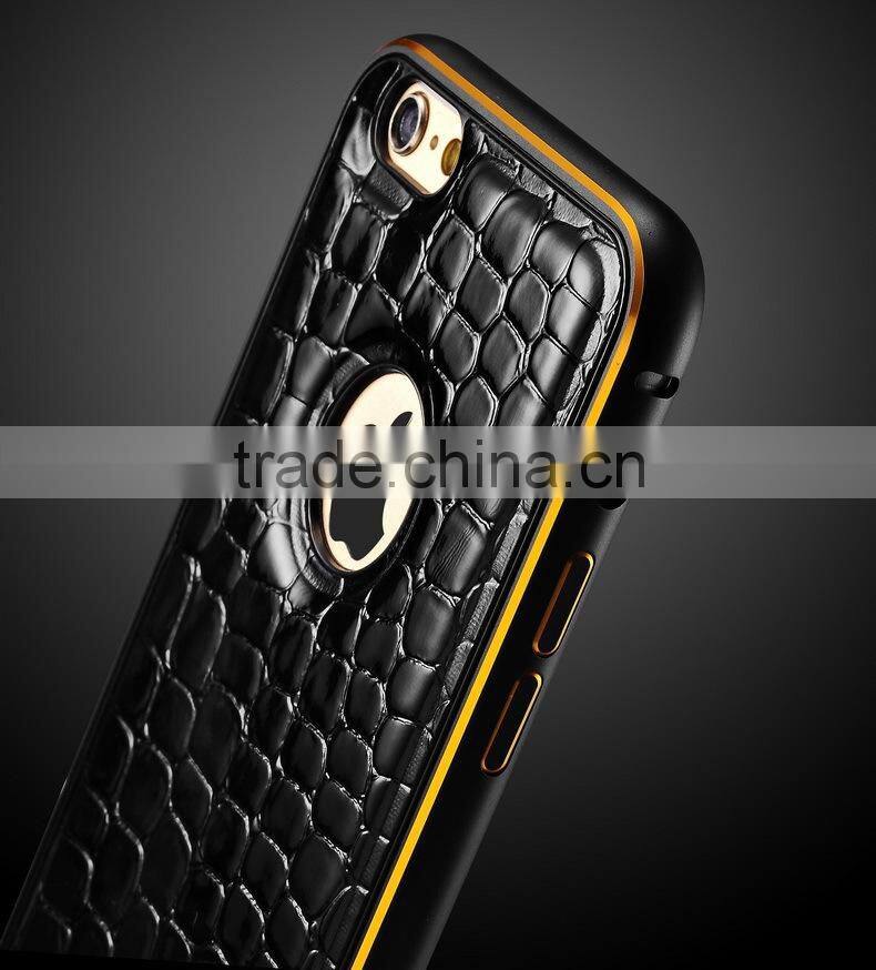 Metal Bumper With Leather Cover Phone Case for iPhone6/6P
