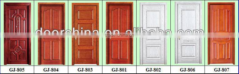 solid wooden Interior classic mdf veneer glass door