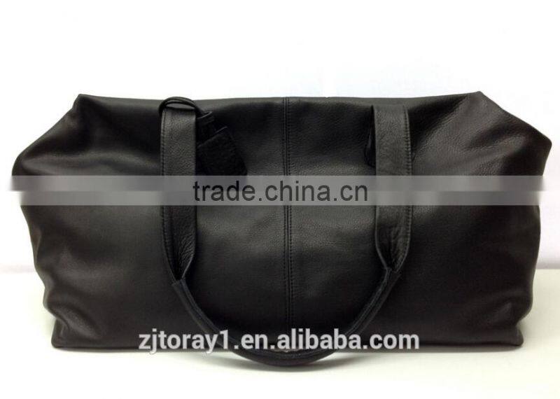 Big Black Leather Travel Bag for Men