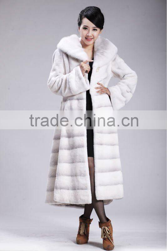 Mink hooded rex rabbit long fur coat