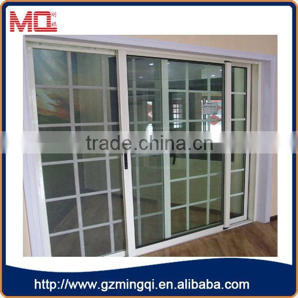 French style pvc interior tempered/frosted glass office doors with grill design