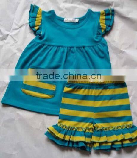 100% Cotton Baby Summer spring girls blank ruffle sleeve t shirt white ruffle shirt for little girls