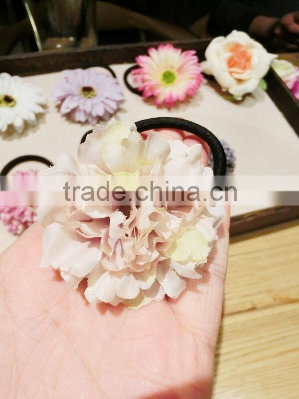 Artificial Flower Hair Rope,Rose Flower Elastic Hair Band,Hawaii Boho Flower Hair Tie