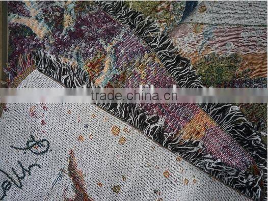 100%cotton yarn dyed jacquard woven decorative sofa throw blanket