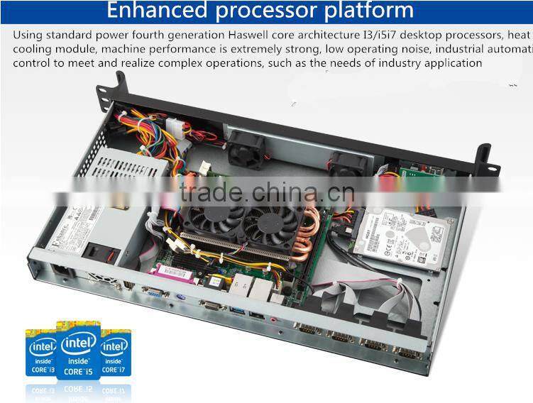 1U 19 inch standard embedded server chassis with Pentium dual core G3250, 3.2G, 2G/32G SSD, 250 watts, turbinr cooling