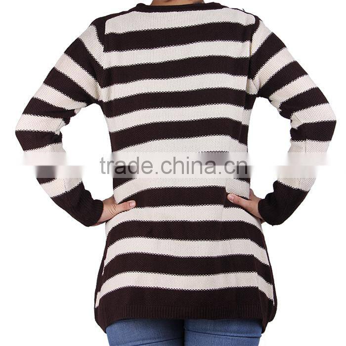 2015 fashion batwing sleeve stripes cotton women knitwear