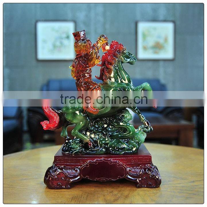 Resin Liuli color monkey in the elephant statue ,chinese zodiac statue