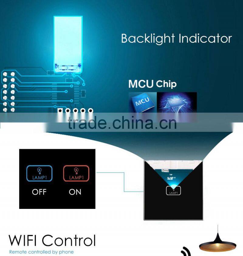 4 Gang WIIFI Curtain Switch Wallpad Black Glass 4 Gang 2 Way WIF Remote Controlled Touch Double Shutter Blinder Wall Switches