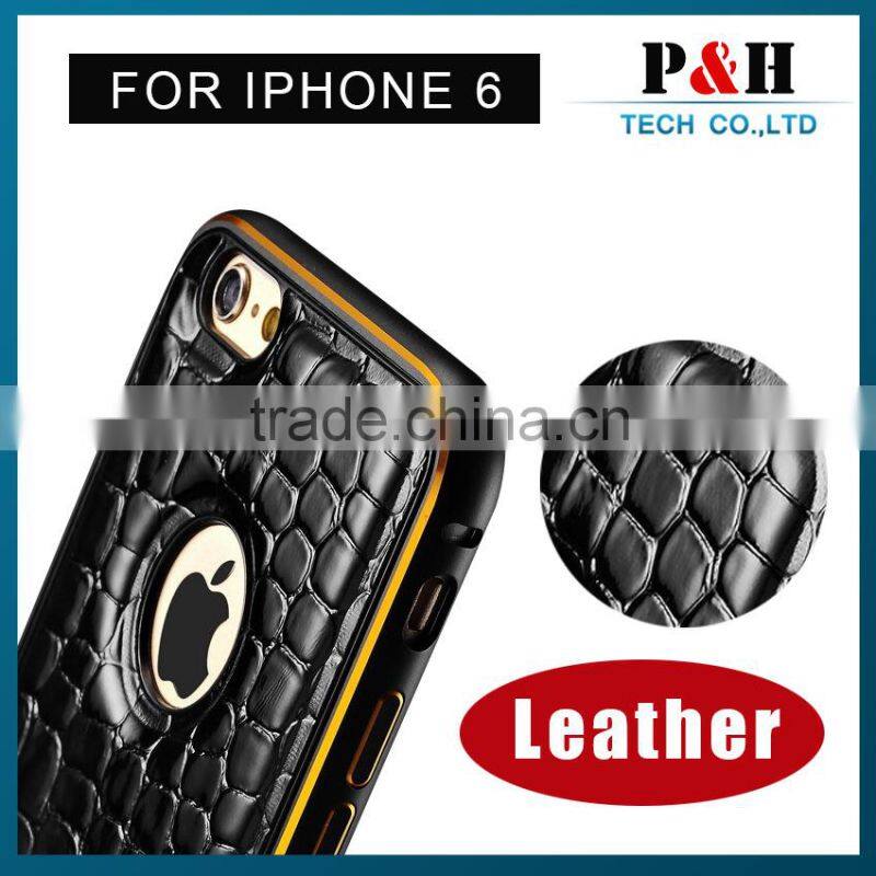 For iPhone 6 Leather Back Case Cover+Luxury Metal Frame Bumper for iphone 6 4.7',case for iphone 6