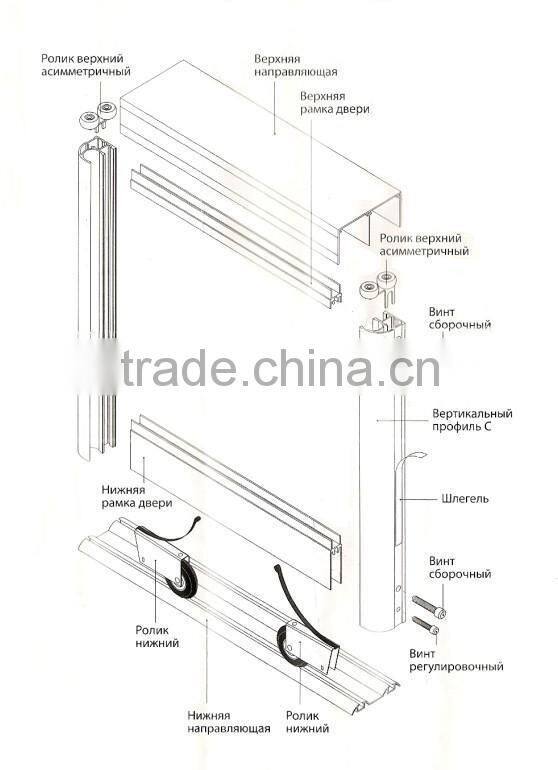 Oval aluminum profile for sliding wardrobe