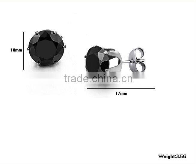 2013 hot selling cz stone earrings purple colored stone stud earrings