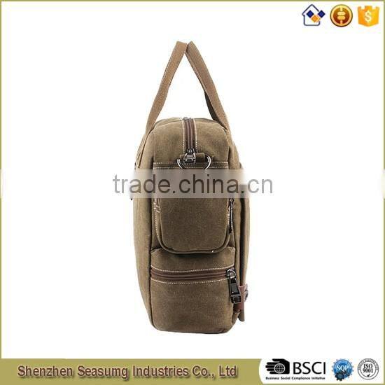 High Quality Canvas Business Handbag with Real Leather Trim