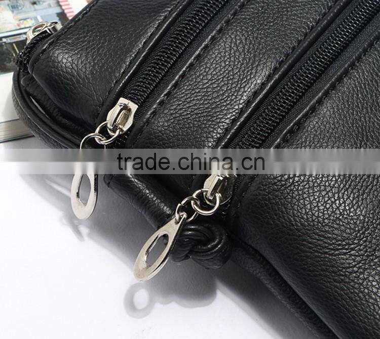designer korean bag in PU ,double zipper pocket in front