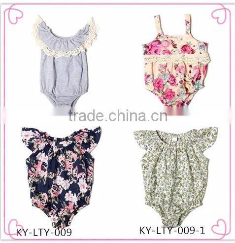 infant baby rompers clothing wholesale new fashion flower print soft rompers baby girls boutique summer rompers