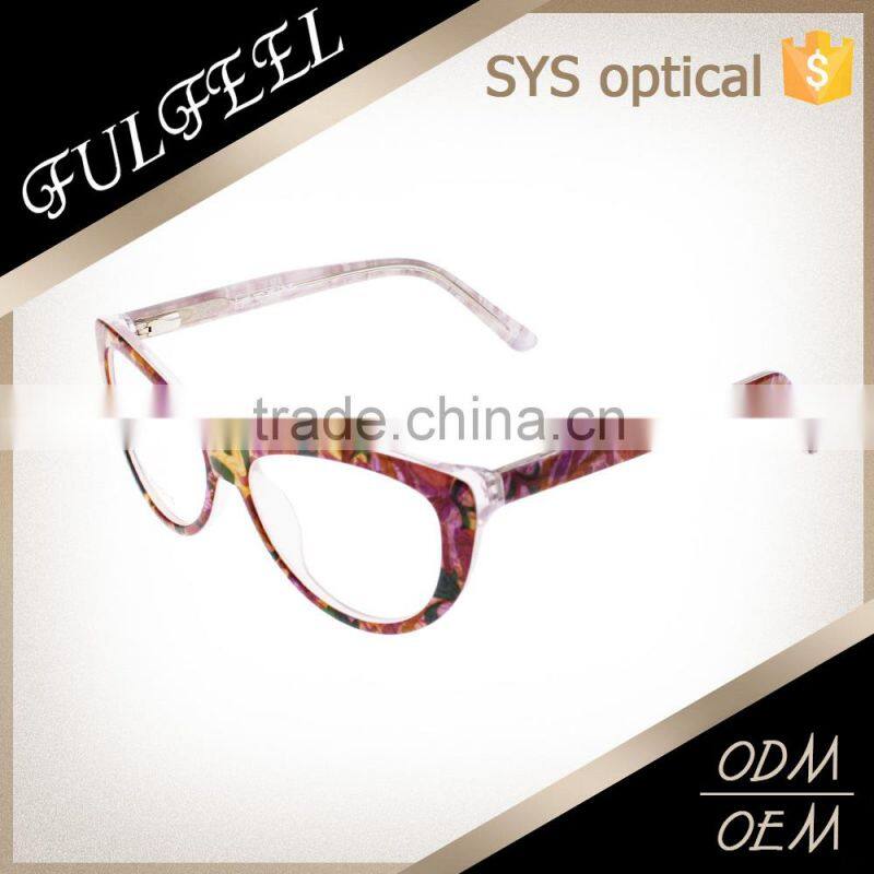 Nice flower pattern cat shaped women spectacle eyeglasses frame