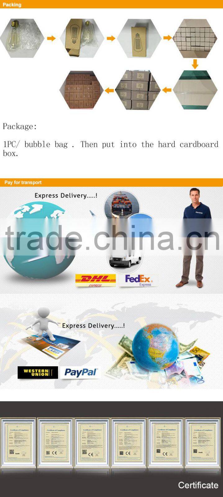 Up to 3000hours beautiful tungsten wire E27 220-240V 25W edison style light