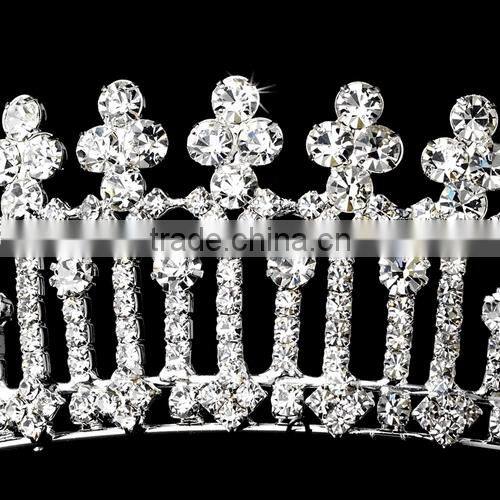 Magnificient Rhinestone Covered Pillar Tiara Headpiece in Silver