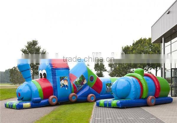 0.55mm pvc tarpaulin inflatable tunnel train capacity 10 persons