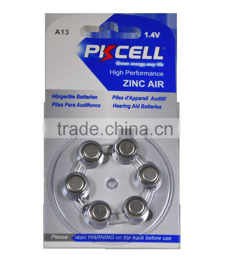 PKCELL A10 A312 A675 A13 Hearing aid battery 1.4v zinc air button cell battery