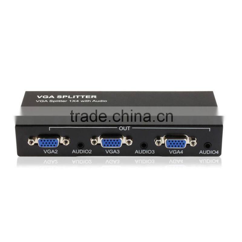 VGA Splitter 1x4 With Audio Distribute One VGA Source To Four VGA Displays with 3.5mm audio
