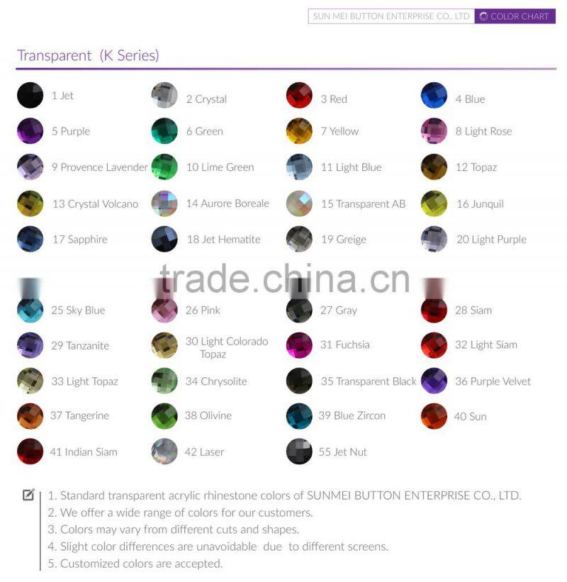 In Stock Items Round Shape Flat Back Acrylic Rhinestones for Nail Art