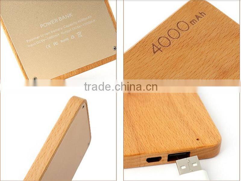 4000mah New design wood material shell mobile power