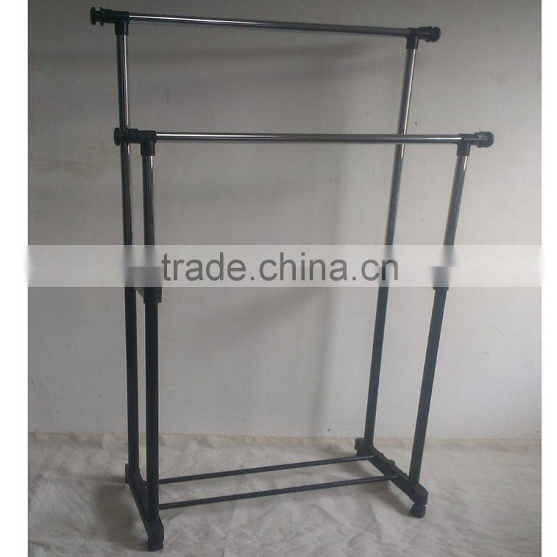 Customized stackable double pole iron cloth display rack for store